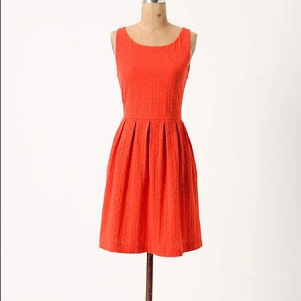Anthropologie Deletta poppy-colored pointe dress